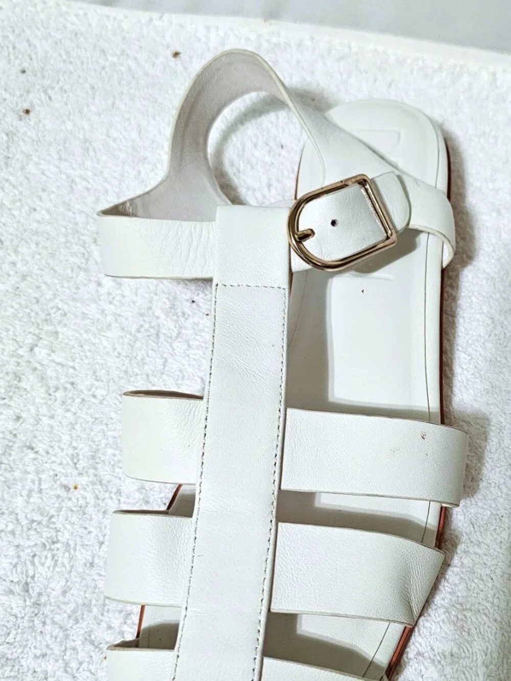 DELTAN Women's LEATHER FISHERMAN SANDALS WHITE Size 9.5